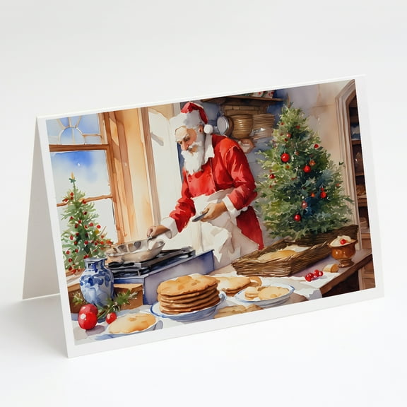 Cookies with Santa Claus Babbo Natale Greeting Cards Pack of 8 7 in x 5 in