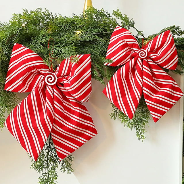 Lazo Navideño Rojo de Tela Preatado para Guirnalda y Decoración Exterior de 30X30Cm | Decoración para Otoño, Invierno y El Día de San Esteban | Ligero (46G) - Wym250829001L