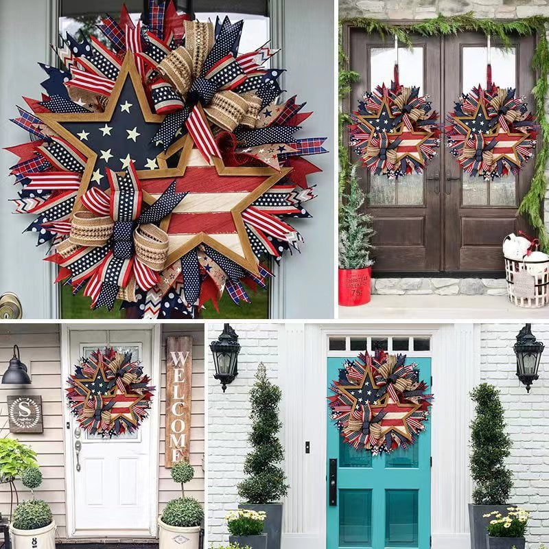 Patriotic Independence Day Wreath Memorial Day Wreaths for Front Door