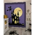 thumbnail image 4 of Halloween Purple Castle Moon Shower Curtain Set ，Waterproof Fabric Shower Curtains Witch Pumpkin Bat Black Plaid Shower Curtains for Bathroom,Bathroom Decor 60"x72", 4 of 6