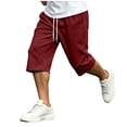 thumbnail image 6 of QSXADF Men's Capris Elastic Waist Drawstring Shorts Summer Shorts Over Knee Length Solid Drawstring Pocket Breathable Capris Men's Casual Trousers, 6 of 6