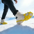 thumbnail image 4 of Ice Cleats Wearable Ice Snow Grips Large Traction Non Slip Gripper Spike Shoe Grips With 5 Studs Crampons Universal Traction Cleats For Snow Hiking Fishing(Yellow L-25.7X9.2X1cm), 4 of 4