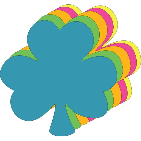 SHAPES ETC. Shamrock Bright Neon Assorted Color Small Cut-Outs- 3” x 3”