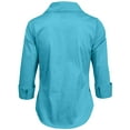 thumbnail image 3 of J. METHOD Women's Button Down Shirt 3/4 Sleeve Roll Up Stretch Collar Office Work Formal Casual Basic Blouse Top NEWT01 Light Blue 3X, 3 of 6