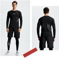 thumbnail image 7 of BUYJYA 5Pcs Men's Workout Set Gym Clothing Compression Leggings Shorts Shirt Long Sleeve Top for Running, 7 of 7