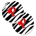 thumbnail image 1 of Carolines Treasures CJ1024-PCARC Monogramme Initiale P Zèbre Rouge Ensemble de 2 Tasse Titulaire Voiture Coaster, 1 of 1