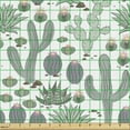 thumbnail image 2 of Ambesonne Cactus Fabric by the Yard Upholstery, Floral Desert Plants Pattern, 5 Yards, White Purpleblue Green, 2 of 5