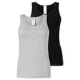 thumbnail image 1 of SCHIESSER Tops para mujer, pack de 2 - 2Pack Tops de tirantes, camiseta interior, algodón elástico, liso Negro/gris S (Small), 1 of 7