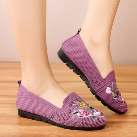 

WOXINDA Women Casual Mesh Slip-On Wedges Round Toe Breathable Single Shoes Peas Shoes