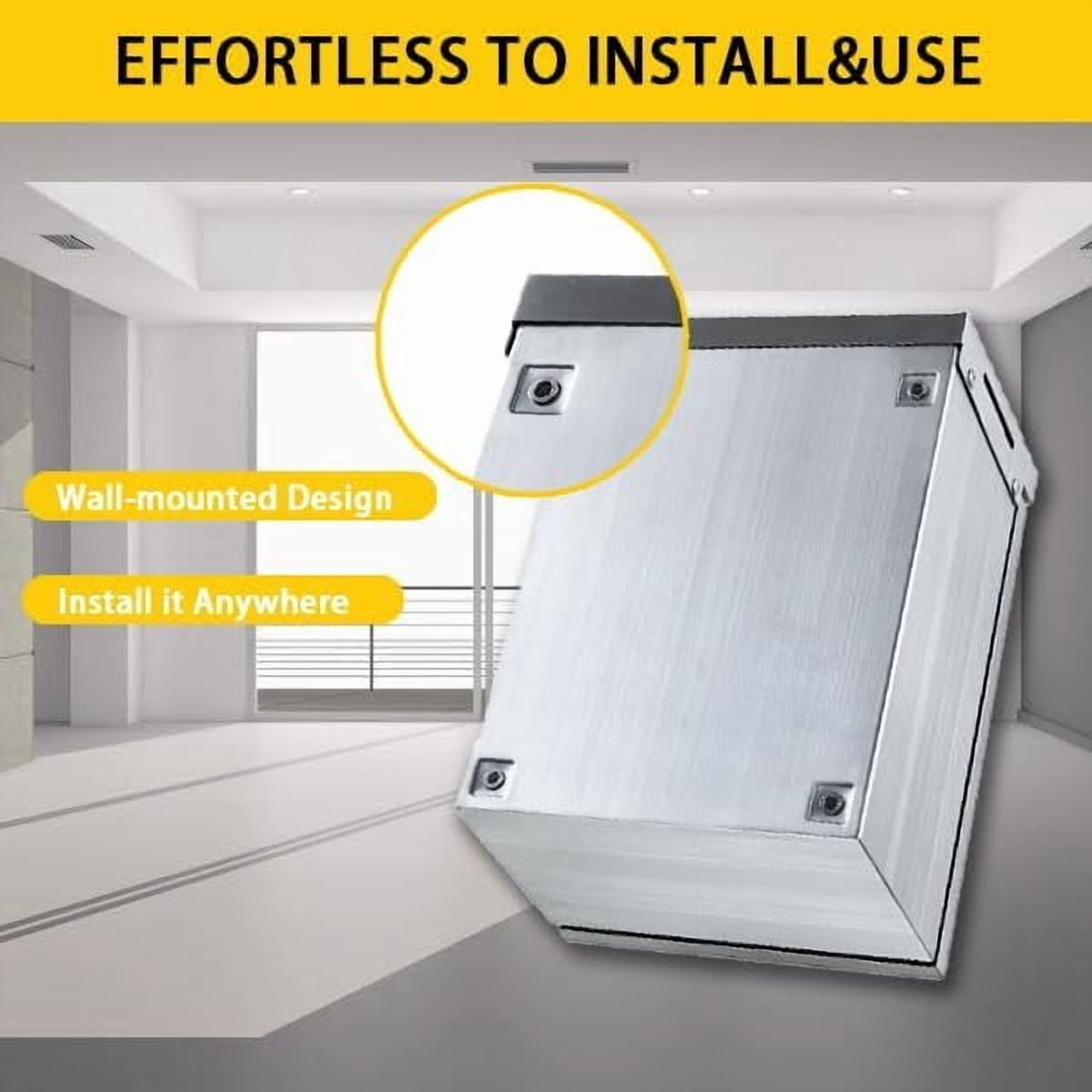 MJ-Box 12x12x8 Inch 304 Stainless Steel Electrical Enclosure - NEMA 4X, IP66 Waterproof Dustproof, Indoor Outdoor Protective Box