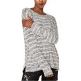 thumbnail image 1 of I.N.C Womens Long Sleeved Striped Pullover Sweater, Grey, X-Large, 1 of 1