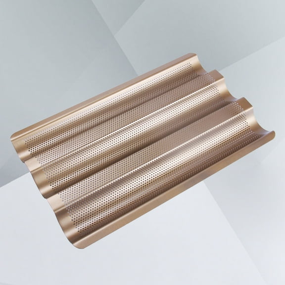 EXHUMKY 1Pc Golden French Bread Baking Mold Pan with Perforated Design for Crisp Crust