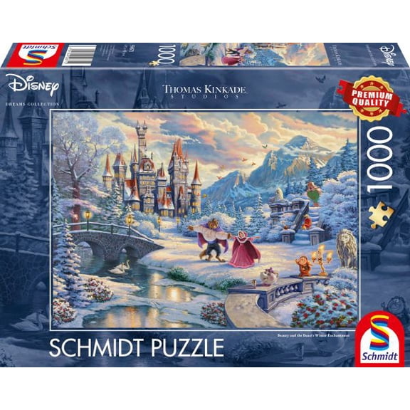 Schmidt Thomas Kinkade: Disney Beauty & the Beast Winter Enchantment Puzzle - 1000pc
