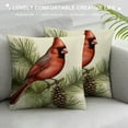 thumbnail image 3 of COMIO  Winter Vibes Cardinal Red Birds Decorative Throw Pillow Cover, Berry Wreath Pine Cones Striped Home Decoration Sign, Snow Farmhouse Cushion Case for Sofa Couch Decors, 3 of 5