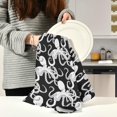 thumbnail image 6 of GZHJMY Cartoon Octopus Kraken Black White Kitchen Towels Dish Bar Tea Towel Dishcloths 1 Pack Super Absorbent Soft 18 x 28 inches, 6 of 7