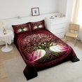 thumbnail image 4 of Erosebridal Ensemble de Couette Pleine Boho Arbre de Vie, Couette en Duvet Mandala Hippie, Rouge, Microfibre, 4 of 8