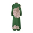 thumbnail image 4 of Fesfesfes Women's Patchwork Two-Piece Set Casual Turndown Collar Roll-Up Long Sleeve Full-Length Shirt Loose Long Pants for Casual Wear(Green,XL), 4 of 8