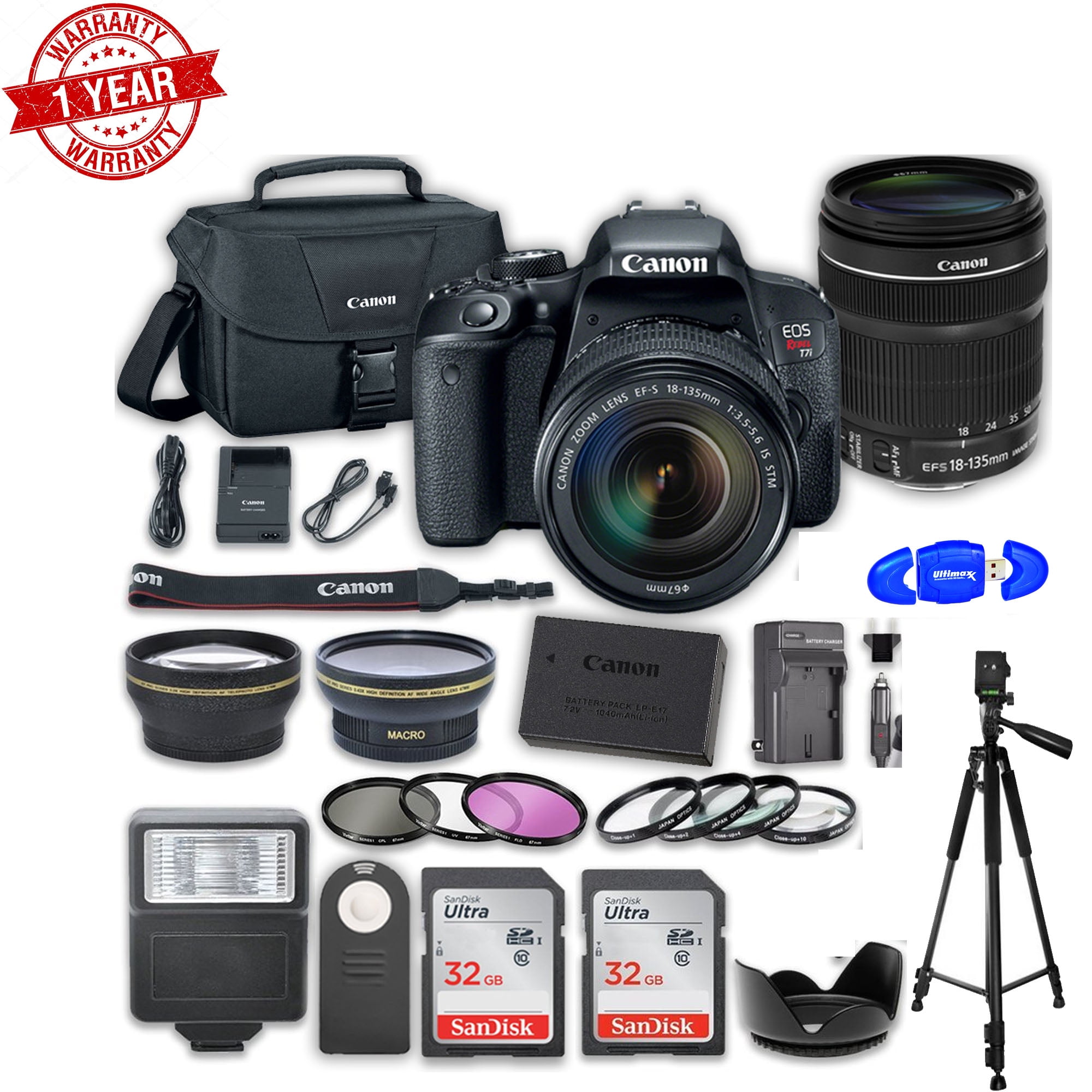 Canon Eos Rebel T7i Dslr Camera Bundle with Canon EFS 18135mm f/3.55