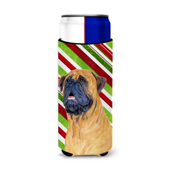 Mastiff Candy Cane Holiday Christmas Ultra Hugger for slim cans