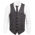 thumbnail image 2 of GFDYREE Men's Slim Fit Herringbone Tweed Suits Vest Premium Wool Blend Waistcoat, 2 of 7
