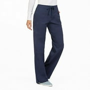 Med Couture Women's Signature Drawstring Straight Scrub Pant, New Navy, Medium Tall
