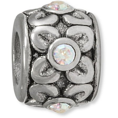 Connections from Hallmark Crystal Accent Stainless Steel Flower Charm