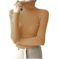 thumbnail image 3 of CFLVAEK Turtleneck Sweaters for Women Lightweight Cable Knit Long Sleeve Pullover Tops Trendy Fall Casual Slim Sweater Tops Orange Free Size, 3 of 6