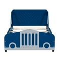 thumbnail image 3 of Harper & Bright Designs Twin Size Car-Shaped Platform Bed with Wheels, Blue, 3 of 9