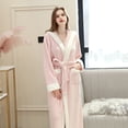 thumbnail image 4 of VANLOFE Unisex Warm Pajamas Household Clothes Solid Bathrobe Lengthened Night-robe Woman's Nightgown Casual Robes Pink Robes Sleepwear for Woman M, 4 of 9