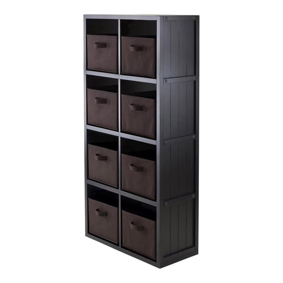 Winsome Timothy 9-Piece Transitional Wood Storage Cabinet in Black