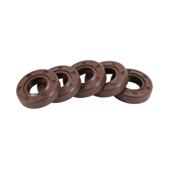 Sellos de aceite universales TC de doble labio con resorte de acero Unique Bargains 10x20x5mm de caucho de fluorina de alta presión marrón 5 Pcs