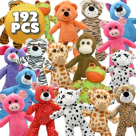 192-Pack 12 Inch Assorted Bulk Stuffed Animals Plush Toys – Carnival Prizes Party Favors Claw Machine Toys Give Aways