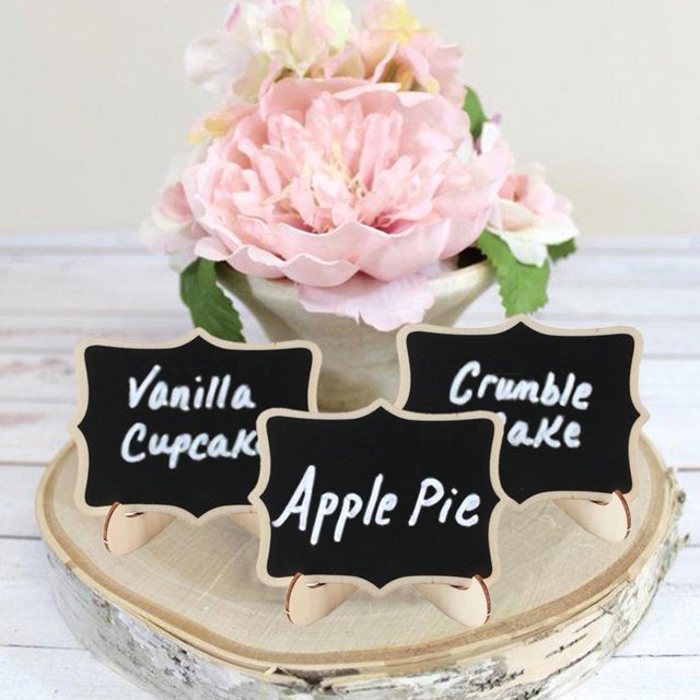 20 unids/set Mini pizarra de madera mesa de fiesta de boda signos de mensaje pizarra