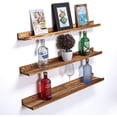 thumbnail image 3 of Floating Shelves Deep Walnut for Long Picture Ledge Shelf Photo Ledge Shelves with Lip Bookshelf for Bedroom Living Room Bathroom Kitchen Wooden Spice Rack Set of, 3 of 6