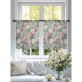 thumbnail image 4 of Vintage Spring Floral Sheer Curtains 45 Inch Length 2 Panels Set, Botanical Summer Pink Green Voile Window Treatment Rod Pocket Small Kitchen Curtains Drapes for Bedroom 52"x45"x2, 4 of 7