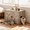 Greige, variant on LEDREM Cat Litter Box Furniture Enclosure, Multi-Functional Hidden Washroom with Removable Divider for Indoor Cats,L, Rustic Brown