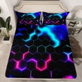 thumbnail image 2 of Castle Fairy Geometric Honeycomb Boy Twin Sheet Sets 3pcs,Abstract Gradient Hexagon Twin Fitted Sheet Microfiber,Video Game Breathable Flat Sheet,Breathable Home Decor, 2 of 7