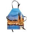 thumbnail image 1 of Winter Apron Hamburg Germany Old Town Hall with Christmas Tree Historical Architecture, Unisex Kitchen Bib Apron with Adjustable Neck for Cooking Baking Gardening, Blue Orange Brown, by Ambesonne, 1 of 3