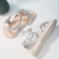 thumbnail image 6 of TOWED22 Little Girls Leather Flat Sandals Open-Toe Princess Shoes for Girls Floral Lace Pearl Dress Shoes Cute Strappy Sandals Silver,2.5, 6 of 7