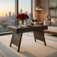 thumbnail image 3 of Yardi Yard Folding PE Rattan Side Coffee Table Patio Garden Furniture-Brown for Outside Patio, Square, 3 of 8