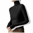 thumbnail image 2 of Charella Women's Turtleneck Knitted Basic Shirt Long Sleeve Slim Fitted Tops Black,10, 2 of 9