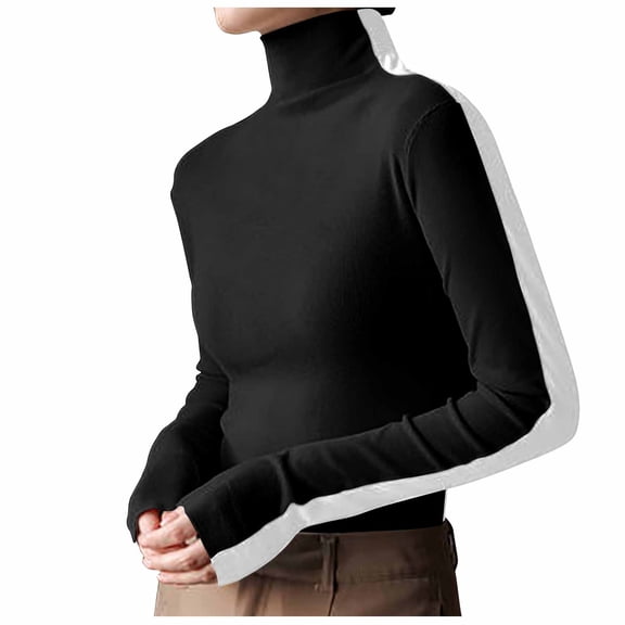 Women's Soft Basic Tee Shirts Solid Soft Long Sleeve Mock Neck Top Shirts Sexy Stretch Underscrubs Layer Tees