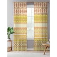 thumbnail image 5 of Sheer Curtains 108 Inches Long, Yellow Khaki Boho Semi Sheer Curtains Light Filtering Window Treatment, Vintage Ethnic Tribe Abstract Art Privacy Voile Drapes for Living Room Bedroom 52x108 Inch, 5 of 7