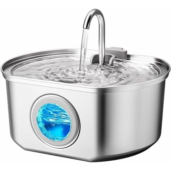 Cat Water Fountain Stainless Steel: 108oz/3.2L Cat Fountain for Drinking- Pet Water Fountain Inside - Automatic Dog Watering Dispenser Bowl - Pet Feeding & Watering Supplies - Water Level Window