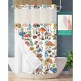 thumbnail image 2 of No Hook Shower Curtain with Snap in Liner, Mushroom Spring Summer Plant Leaves Hotel Shower Curtains for Bathroom, Washable Shower Curtain Liner Set with Mesh Top Window, 36"x72", 2 of 6