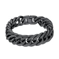thumbnail image 1 of PROSTEEL Pulseras de cadena cubana de 17 mm de acero inoxidable negro para hombre, pulsera de cadena Franco gruesa Hip Pop para niños, hijo, marido, regalo de cumpleaños de Navidad, 9in, 1 of 7