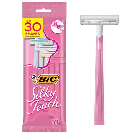 BIC Twin Select Silky Touch Disposable Razor, Comfortable Shave, Women's, 2-Blade, 10 Count