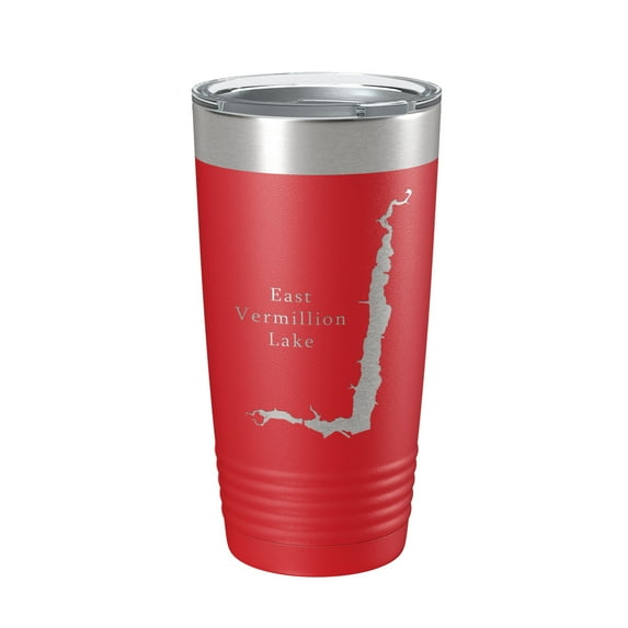 East Vermillion Lake Map Tumbler Travel Mug Insulated Laser Engraved Coffee Cup South Dakota 20 oz Red