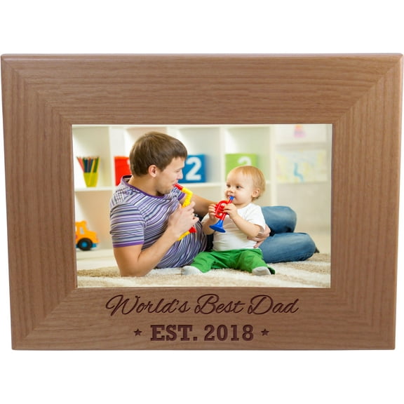 World's Best Dad EST. 2018 4-inch x 6-Inch Wood Picture Frame