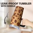 thumbnail image 5 of Leopard 20oz Stainless Steel Tumbler with Handle and Straw – Insulated Travel Cup with Sliding Lid, 360° Full Wrap Printed Mug for Home, Outdoor & Sports Use, 5 of 6